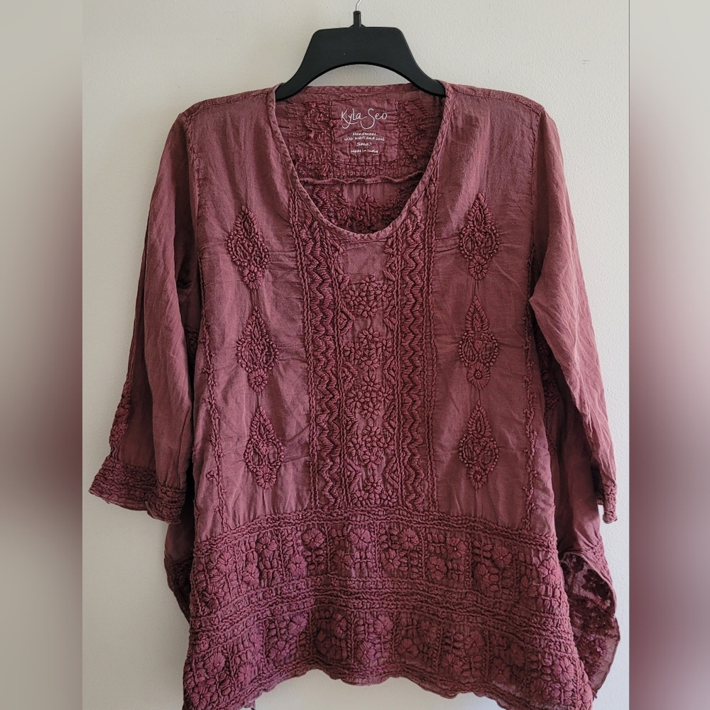 Kyla Seo Embroidered Boho Tunic Top|Artisan Blouse